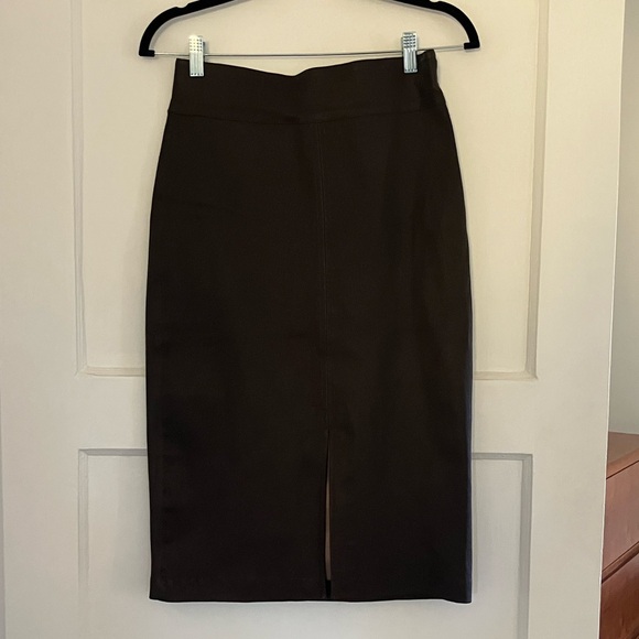 Quince brown leather midi skirt size 6 - Picture 4 of 5